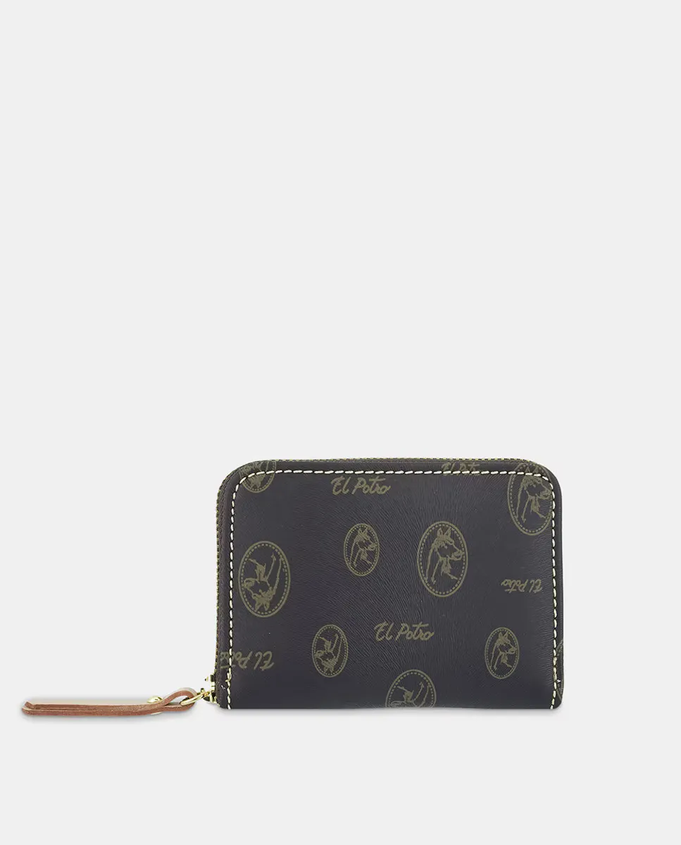 Маленький женский кошелек из воловьей кожи и холста El Potro, коричневый
Маленький женский кошелек из воловьей кожи и холста El Potro, коричневый