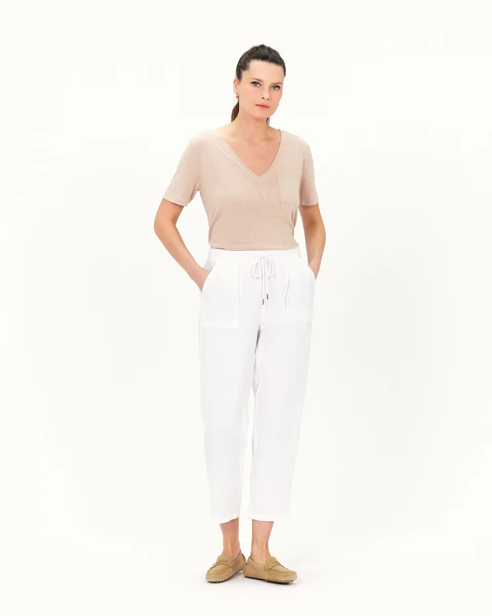 Женские брюки-джоггеры 7/8 кроя из льна Caroll, белый
Женские брюки-джоггеры 7/8 кроя из льна Caroll, белый