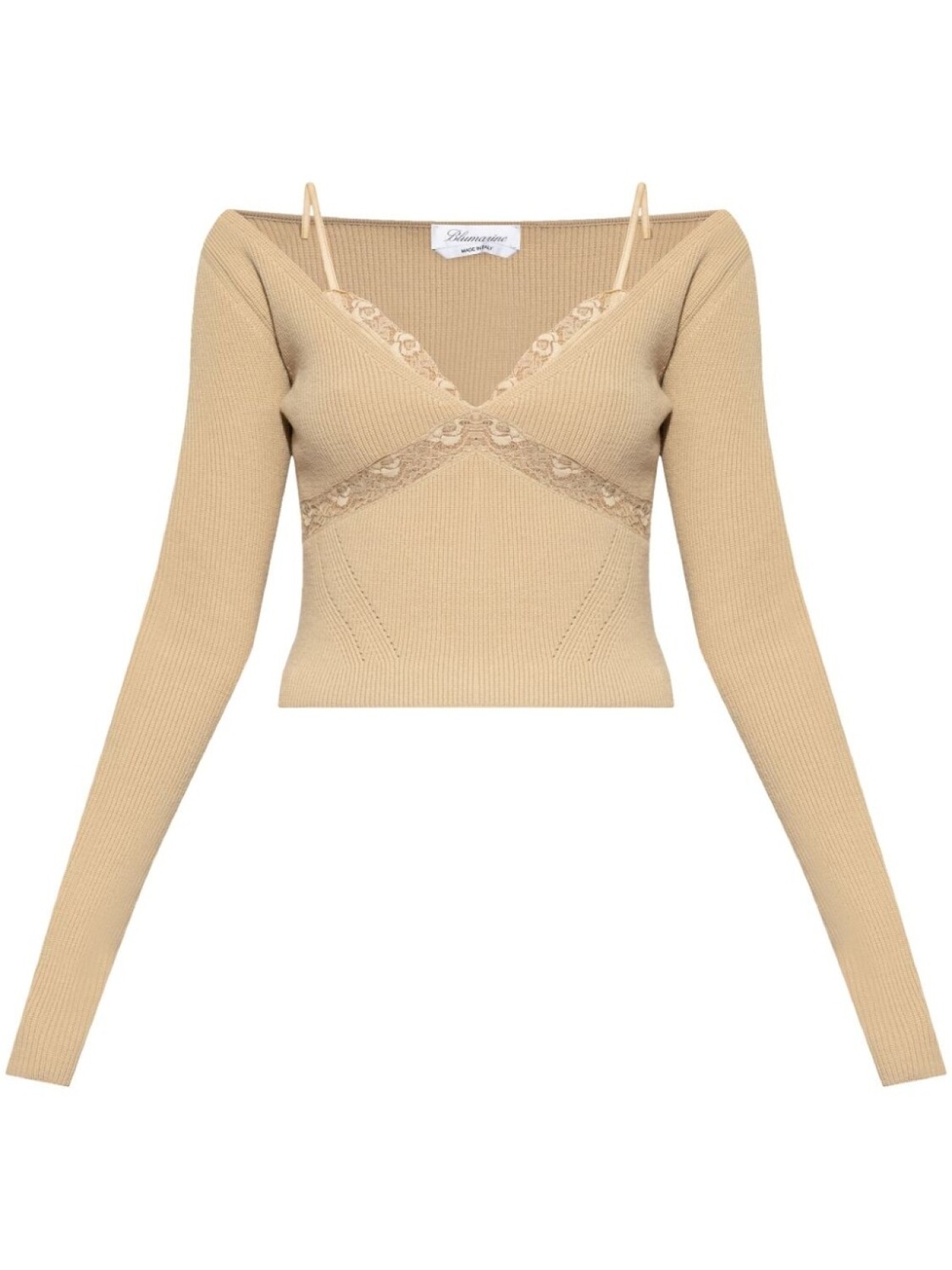 Blumarine вязаный топ с кружевными деталями, нейтральный цвет
Blumarine вязаный топ с кружевными деталями, нейтральный цвет