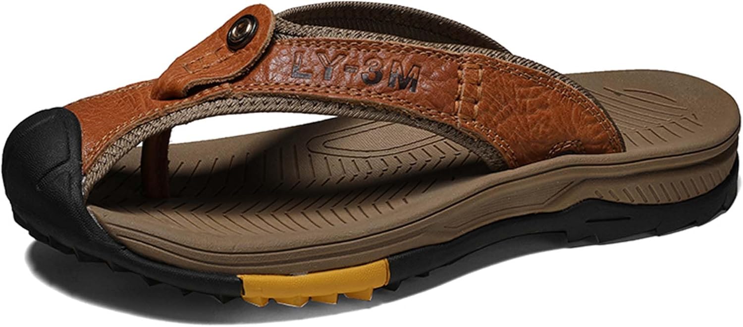 Мужские премиальные кожаные вьетнамки Vtiao, летние модные сандалии, вьетнамки с толстой подошвой и защитой носка, нескользящие, износостойкие и долговечные, подходят как для дома, так и для улицы, коричневый
Мужские премиальные кожаные вьетнамки Vtiao, летние модные сандалии, вьетнамки с толстой подошвой и защитой носка, нескользящие, износостойкие и долговечные, подходят как для дома, так и для улицы, коричневый