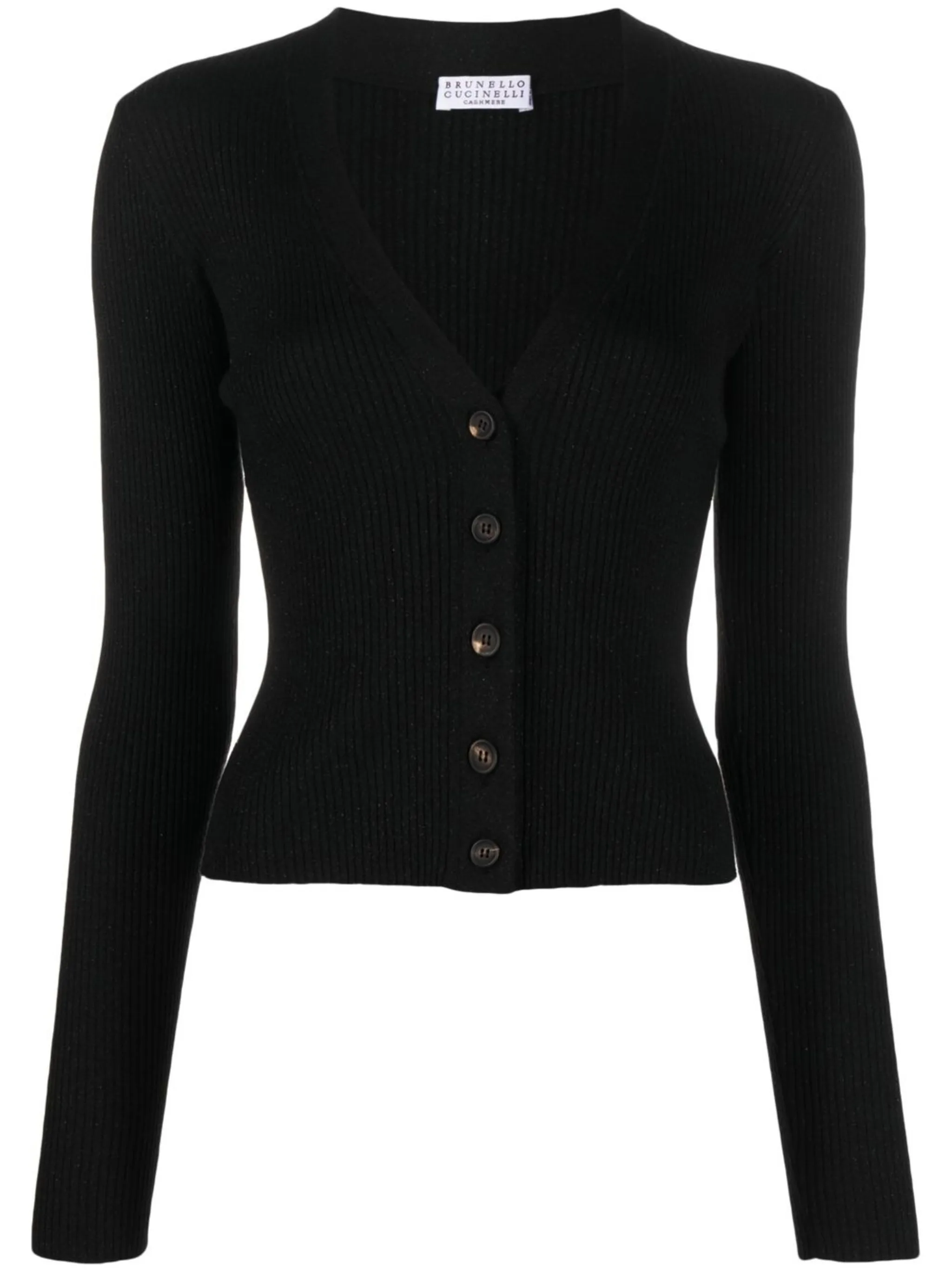 Кардиган в рубчик с V-образным вырезом Brunello Cucinelli, черный
Кардиган в рубчик с V-образным вырезом Brunello Cucinelli, черный