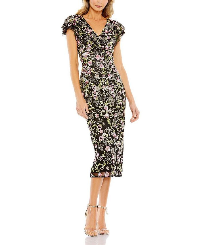 Платье Mac Duggal с цветочным декором и короткими рукавами, черный
Платье Mac Duggal с цветочным декором и короткими рукавами, черный