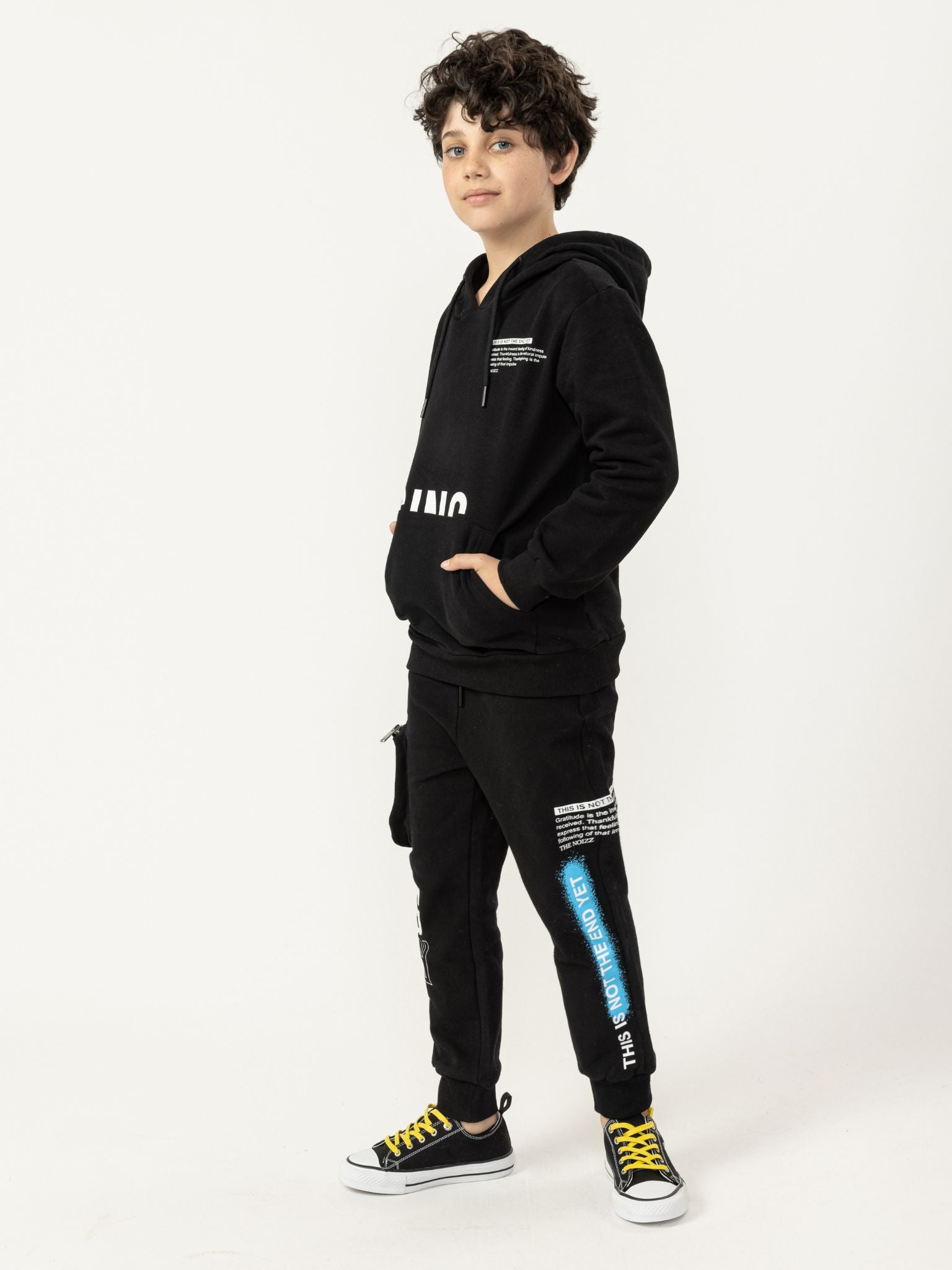 RISING FASHION ТОП-КОФТА С КАПЮШОНОМ Noizz, черный