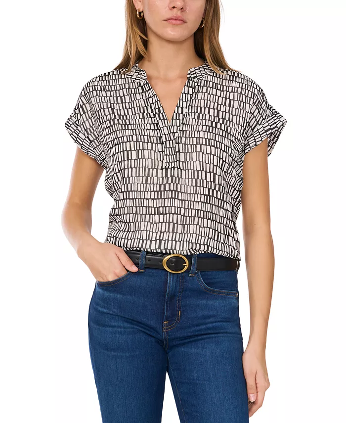 Женский топ с принтом, V-образным вырезом и рукавами-крылышками Vince Camuto, черный
Женский топ с принтом, V-образным вырезом и рукавами-крылышками Vince Camuto, черный