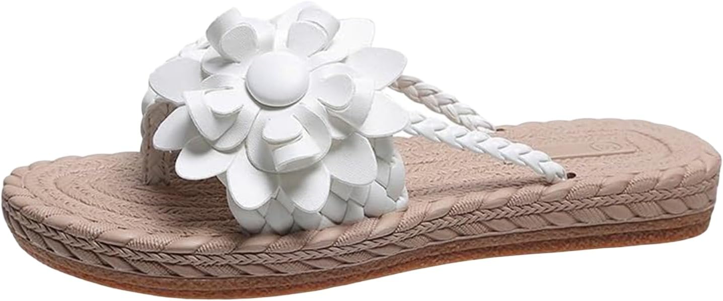 Женские плоские сандалии-шлепанцы, цветочные плетеные сандалии на пляж, удобные шлепанцы без застежки, эспадрильи на подошве, для отпуска и улицы, мягкие летние плоские шлепанцы Generic, белый
Женские плоские сандалии-шлепанцы, цветочные плетеные сандалии на пляж, удобные шлепанцы без застежки, эспадрильи на подошве, для отпуска и улицы, мягкие летние плоские шлепанцы Generic, белый