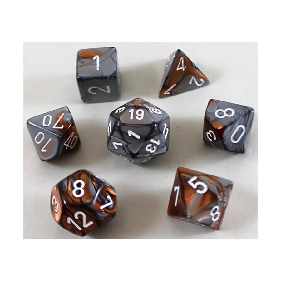 Поликомплект из меди и стали с белым (7), Dice - Gemini - Poly Sets (Chessex) 
Поликомплект из меди и стали с белым (7), Dice - Gemini - Poly Sets (Chessex)
