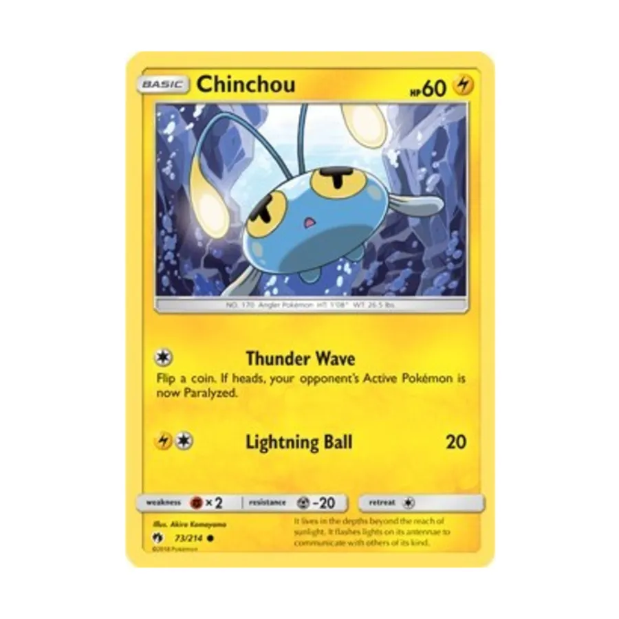 CCG Чинчоу (К) #73, Pokemon - SM - Lost Thunder - Singles
CCG Чинчоу (К) #73, Pokemon - SM - Lost Thunder - Singles