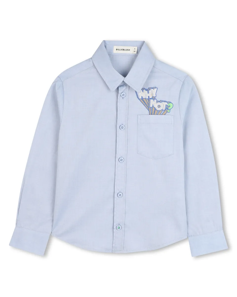 Детская рубашка синего цвета из хлопка Billieblush, светло-голубой
Детская рубашка синего цвета из хлопка Billieblush, светло-голубой