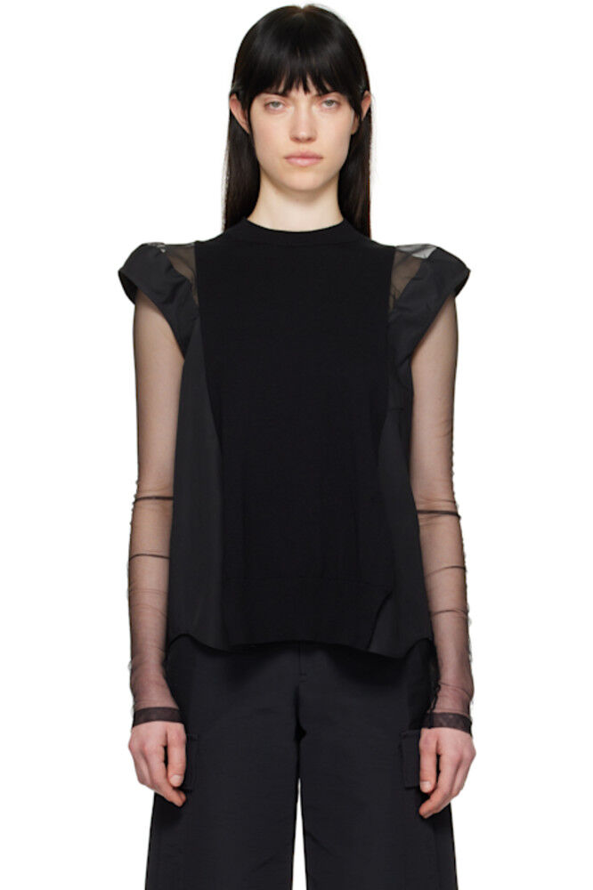 Черный поплиновый и вязаный свитер sacai
Черный поплиновый и вязаный свитер sacai