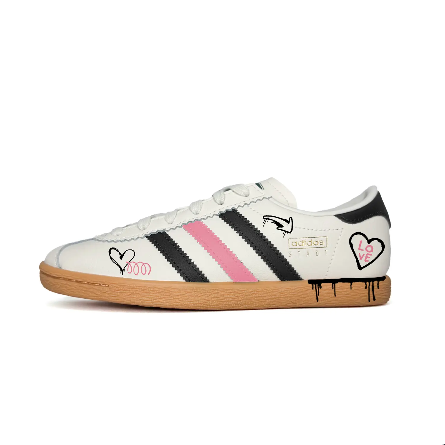 Stadt Cream Heart устойчивые к истиранию низкие немецкие армейские кроссовки Unisex черный Adidas Originals, розовый
Stadt Cream Heart устойчивые к истиранию низкие немецкие армейские кроссовки Unisex черный Adidas Originals, розовый