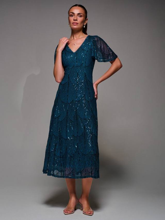 Платье с ангельскими рукавами и пайетками Jolie Moi, Teal
Платье с ангельскими рукавами и пайетками Jolie Moi, Teal