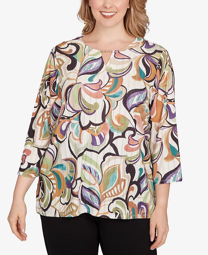 Классический топ размера плюс с абстрактным узором и разрезом на горловине Alfred Dunner, мультиколор
Классический топ размера плюс с абстрактным узором и разрезом на горловине Alfred Dunner, мультиколор