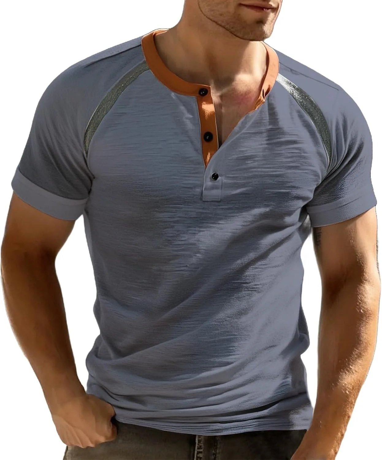 Мужская футболка Henley с коротким рукавом и V-образным вырезом
Мужская футболка Henley с коротким рукавом и V-образным вырезом