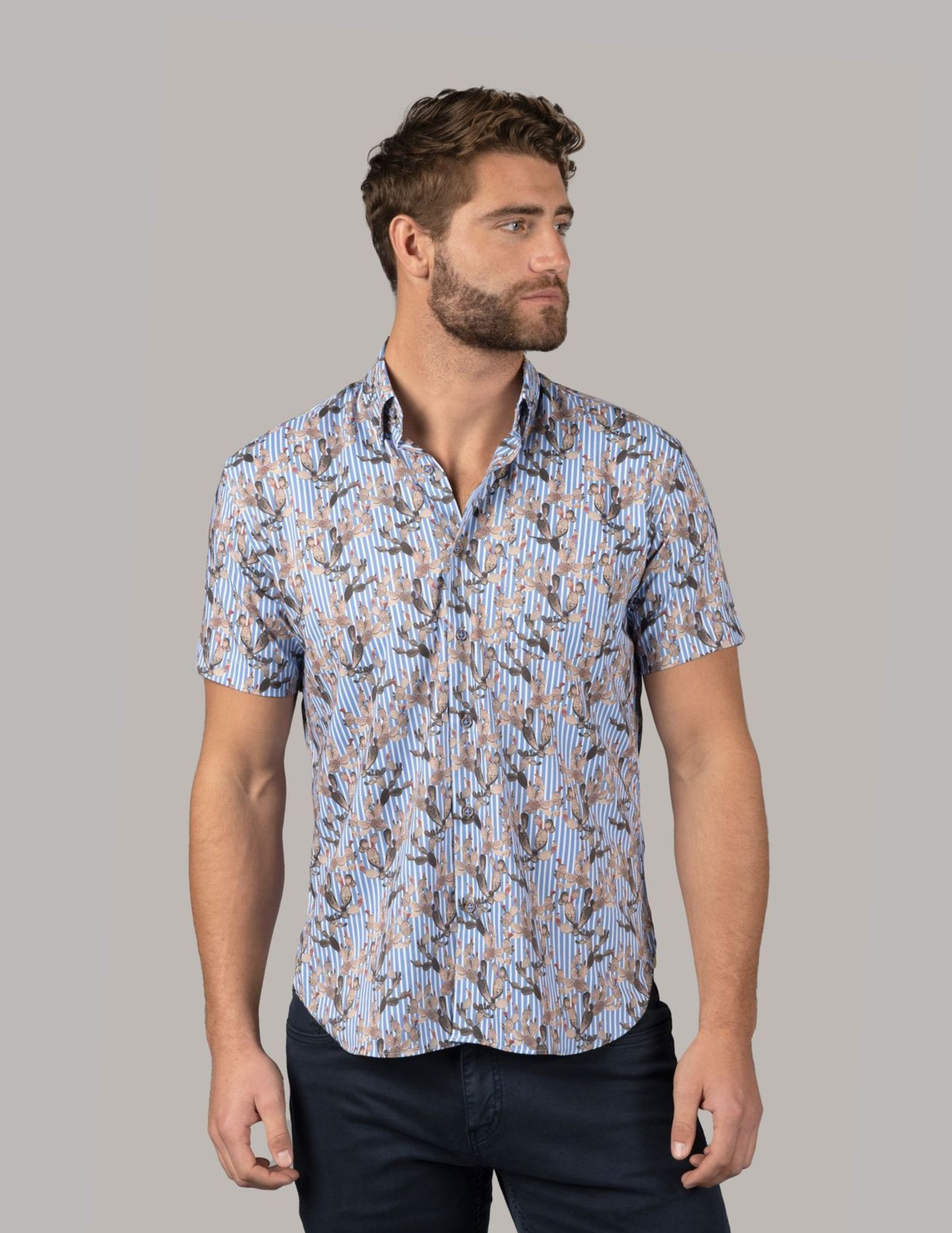 Рубашка в сине-белую полоску с принтом кактусов American Heritage
Рубашка в сине-белую полоску с принтом кактусов American Heritage