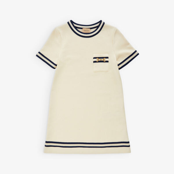 Хлопковое платье в полоску, украшенное конскими упряжками, 4–12 лет Gucci, белый
Хлопковое платье в полоску, украшенное конскими упряжками, 4–12 лет Gucci, белый