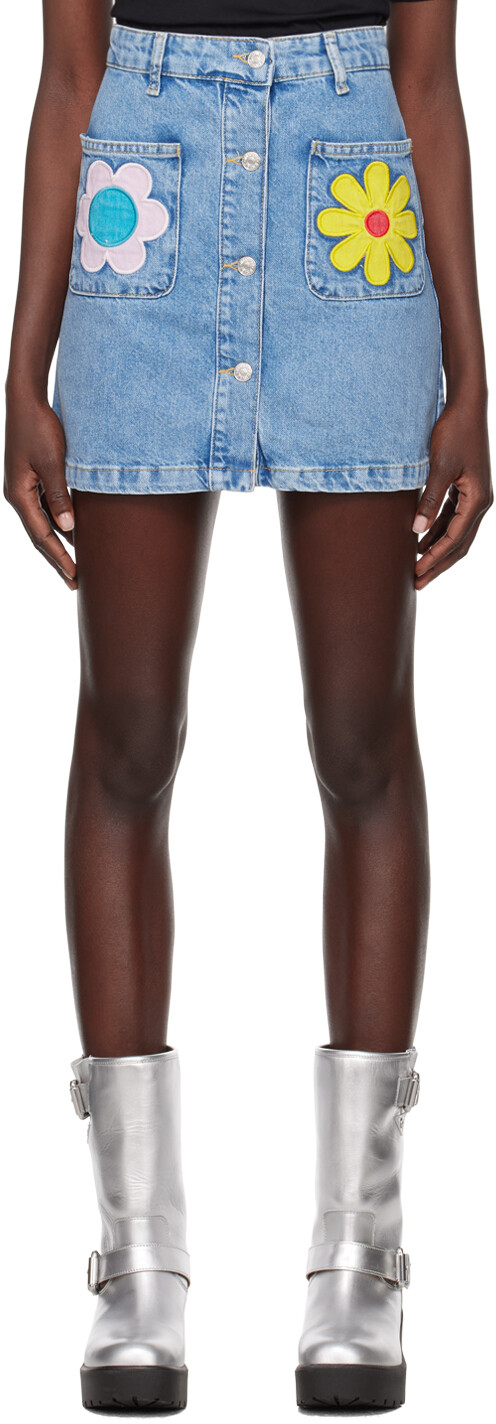 Джинсовая мини-юбка с синими цветами Moschino Jeans
Джинсовая мини-юбка с синими цветами Moschino Jeans