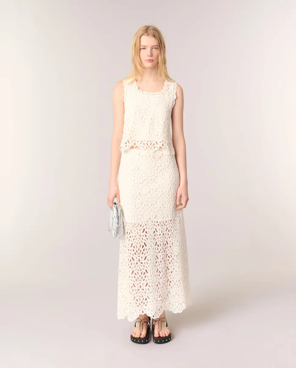 Длинная юбка крючком Maje, белый
Длинная юбка крючком Maje, белый