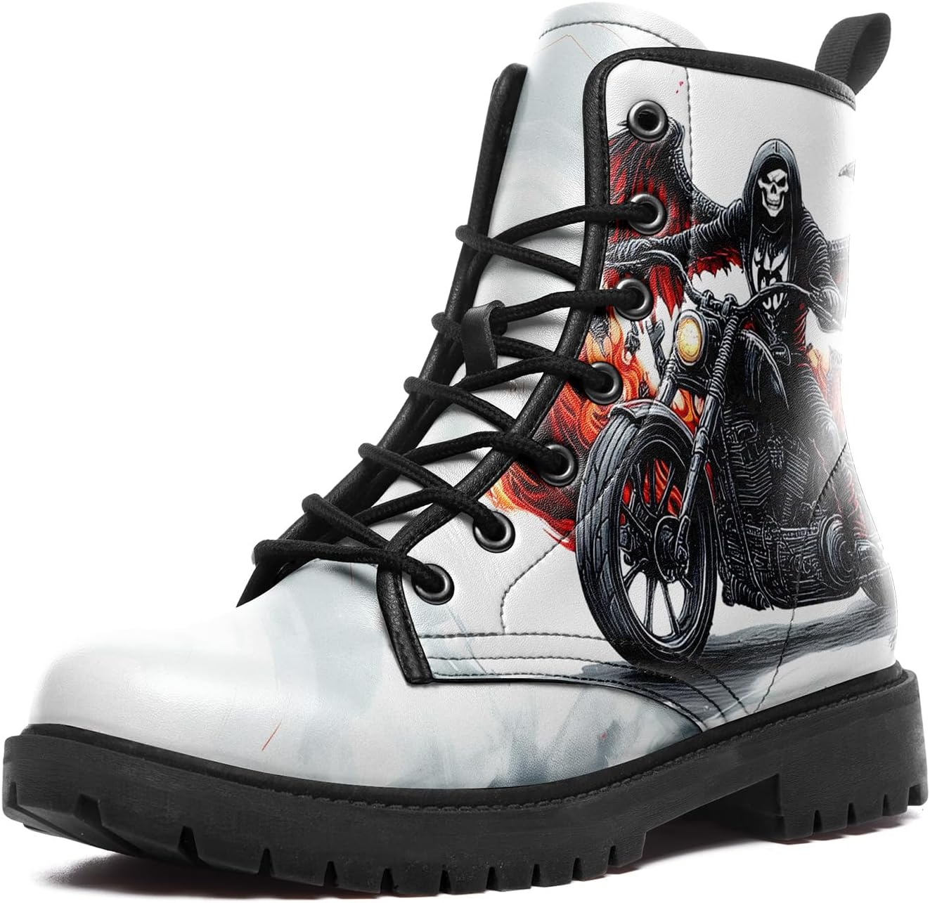 Мужские мотоциклетные боевые ботинки, панк-рок готические ботинки с черепами для женщин, противоскользящие с мягкой подкладкой, из искусственной кожи, на массивной платформе Awsole, белый/черный
Мужские мотоциклетные боевые ботинки, панк-рок готические ботинки с черепами для женщин, противоскользящие с мягкой подкладкой, из искусственной кожи, на массивной платформе Awsole, белый/черный