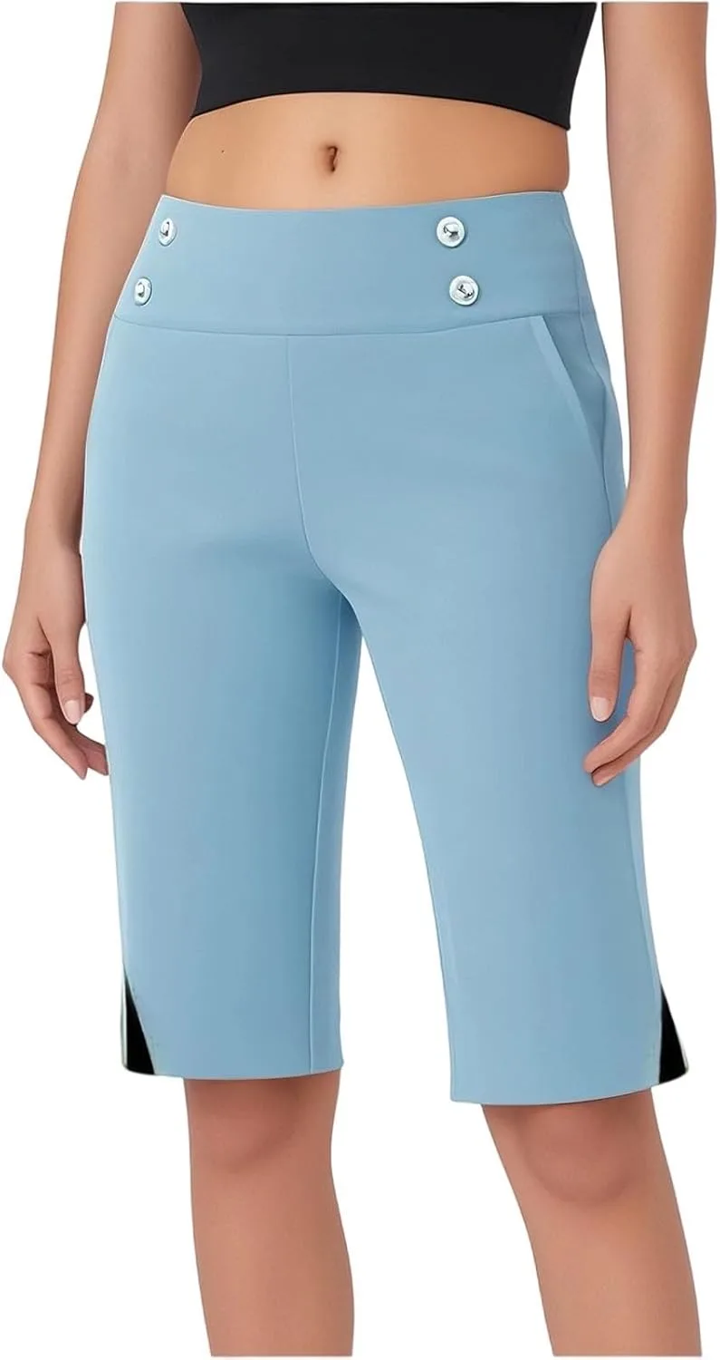 Оверсайз бермуды для женщин с эластичным поясом и декоративной пуговицей
Оверсайз бермуды для женщин с эластичным поясом и декоративной пуговицей