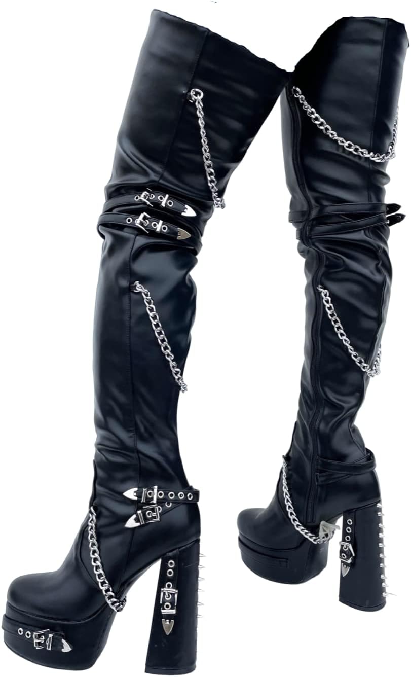 Женские и мужские сапоги Frankie Hsu платформенные с толстой пряжкой, металлическими заклепками, кожаные ботфорты выше колена, облегающий стиль с высокой бедренной частью, модная обувь больших размеров для клуба, черный
Женские и мужские сапоги Frankie Hsu платформенные с толстой пряжкой, металлическими заклепками, кожаные ботфорты выше колена, облегающий стиль с высокой бедренной частью, модная обувь больших размеров для клуба, черный