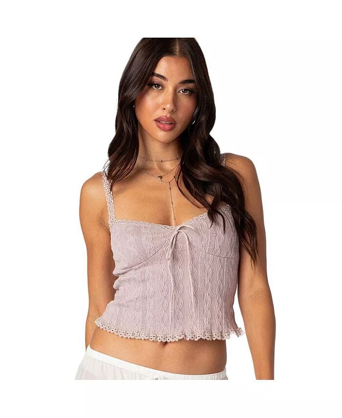 Женская кружевная трикотажная майка Edikted, фиолетовый 
Женская кружевная трикотажная майка Edikted, фиолетовый