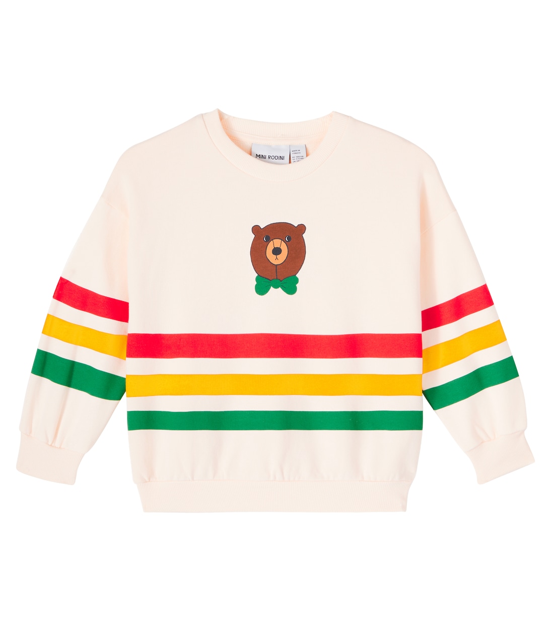 Толстовка из хлопкового джерси в полоску с изображением медведя Mini Rodini, белый
Толстовка из хлопкового джерси в полоску с изображением медведя Mini Rodini, белый