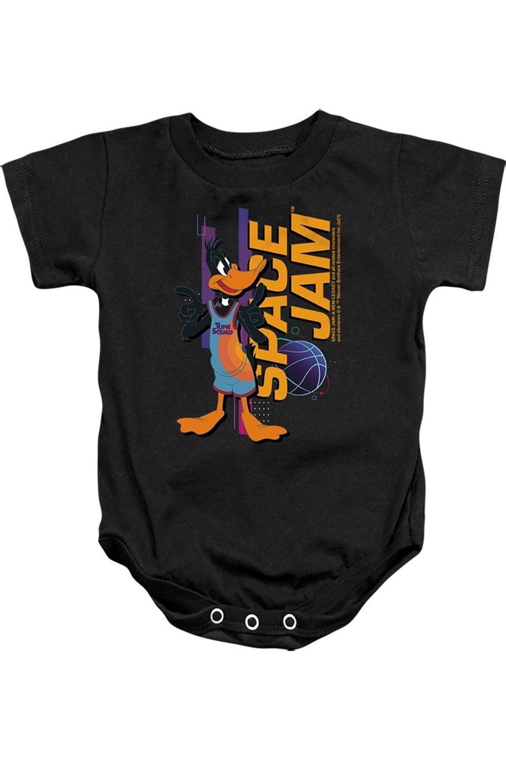 Детский комбинезончик на кнопках с изображением Даффи из «Космического джема 2», стоящего на ножках Gildan, черный
Детский комбинезончик на кнопках с изображением Даффи из «Космического джема 2», стоящего на ножках Gildan, черный