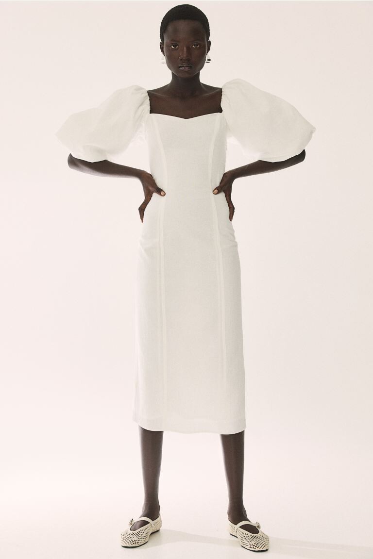 Платье с объемными рукавами H&M, белый
Платье с объемными рукавами H&M, белый