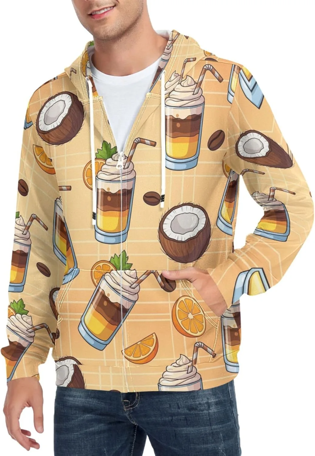 Мужская толстовка с капюшоном Full Zip Tropical Drinks с кокосами CUPADA
Мужская толстовка с капюшоном Full Zip Tropical Drinks с кокосами CUPADA