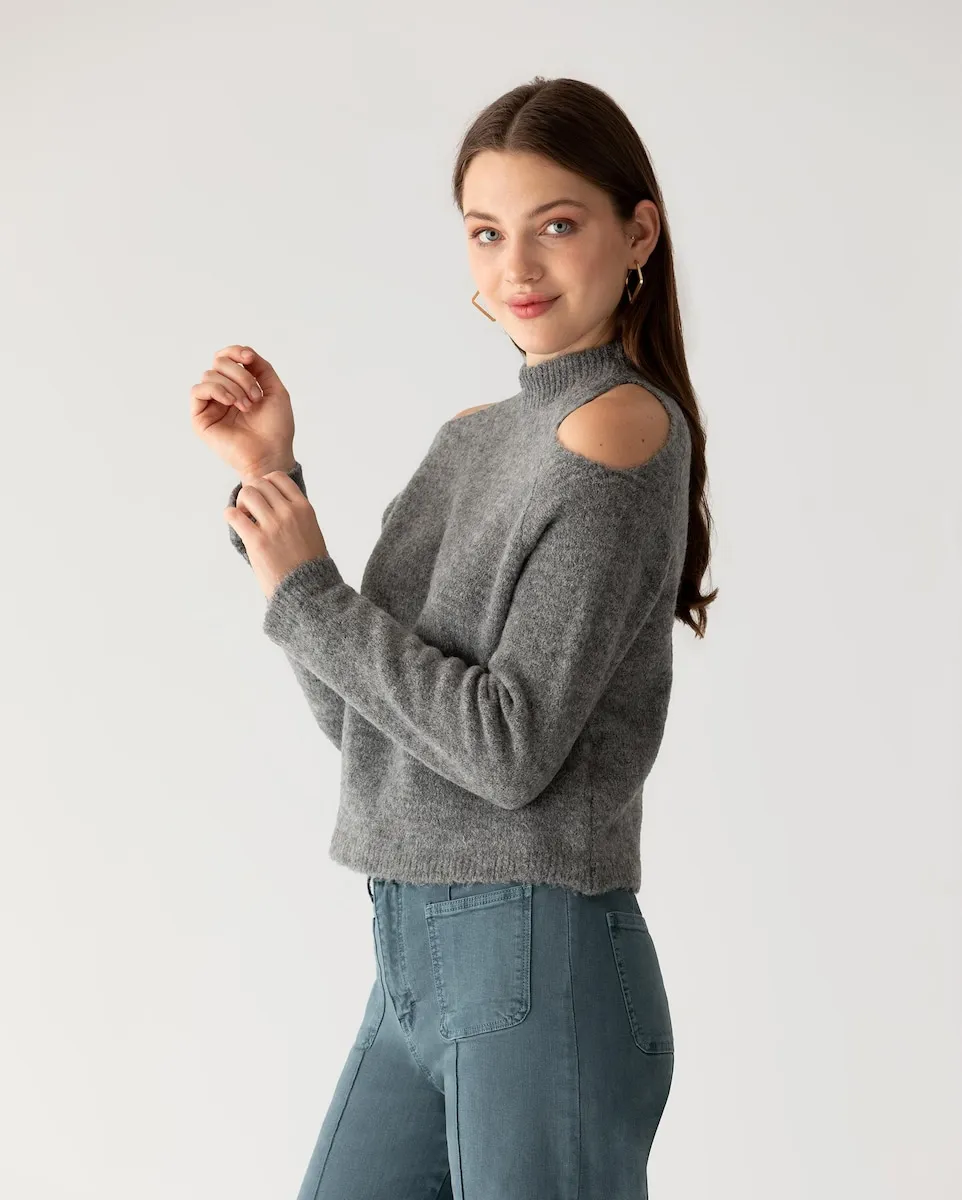 Женский свитер с круглым вырезом и прорезями на плечах Noon, серый
Женский свитер с круглым вырезом и прорезями на плечах Noon, серый