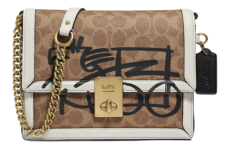 Сумка через плечо COACH малая квадратная из ПВХ, на цепочке, женская, бело-коричневая мультиколор 
Сумка через плечо COACH малая квадратная из ПВХ, на цепочке, женская, бело-коричневая мультиколор