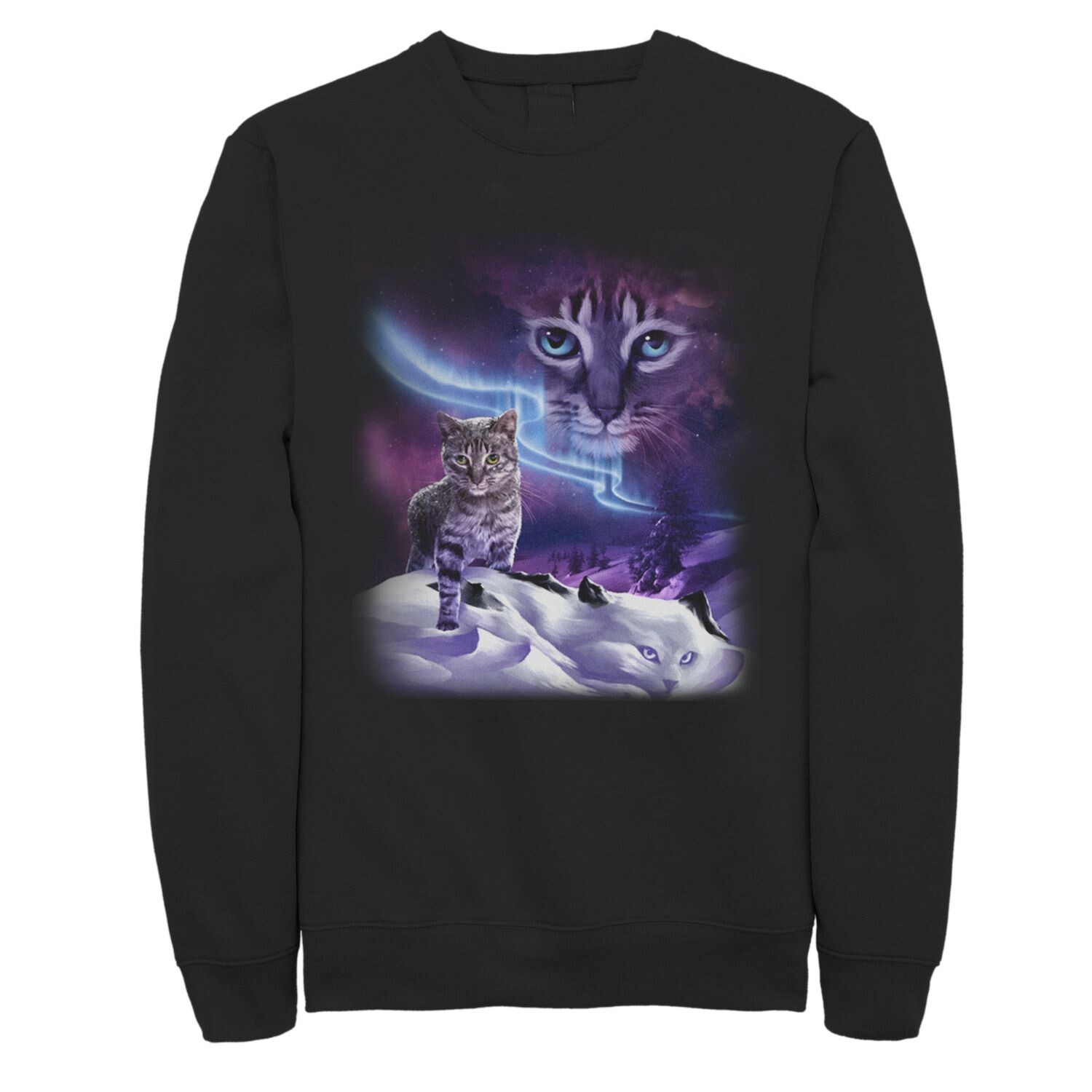 Мужская флисовая куртка с портретом «Кошка в снегу», холодная зимняя ночь Licensed Character