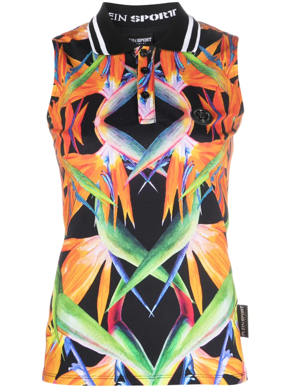 Рубашка поло без рукавов с цветочным принтом Plein Sport, черный
Рубашка поло без рукавов с цветочным принтом Plein Sport, черный