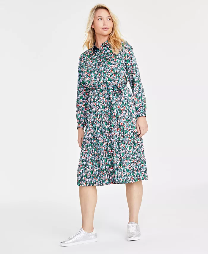 Женское плиссированное платье-рубашка с длинными рукавами On 34th, мультиколор
Женское плиссированное платье-рубашка с длинными рукавами On 34th, мультиколор