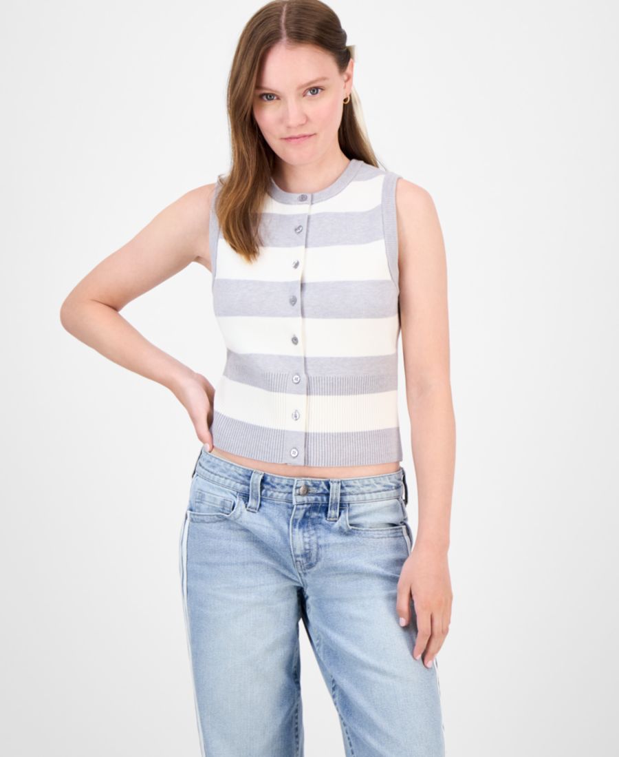 Полосатый жилет-свитер с круглым вырезом для подростков Ultra Flirt, Grey/White Stripe
Полосатый жилет-свитер с круглым вырезом для подростков Ultra Flirt, Grey/White Stripe