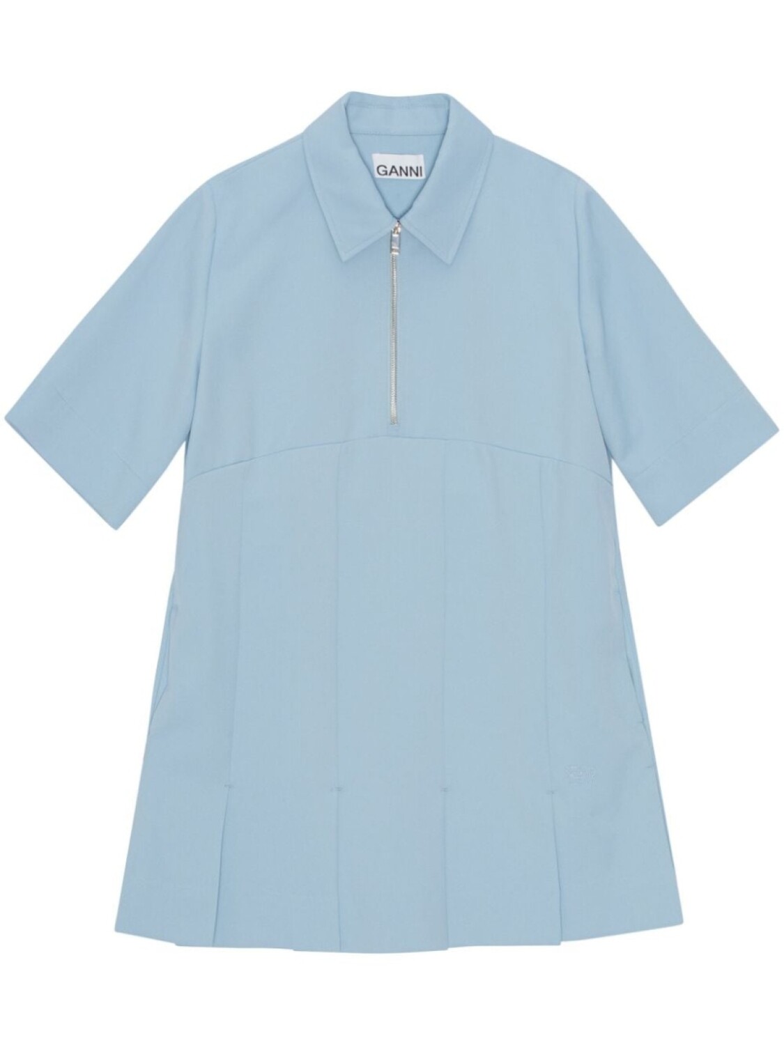 GANNI плиссированное платье миди, синий 
GANNI плиссированное платье миди, синий