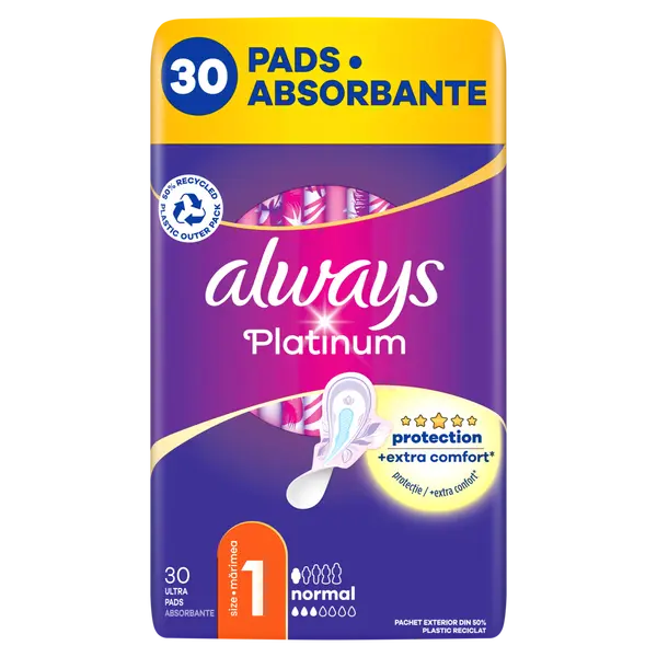 Гигиенические прокладки, 30 шт./1 упаковка. Always Platinum normal
Гигиенические прокладки, 30 шт./1 упаковка. Always Platinum normal