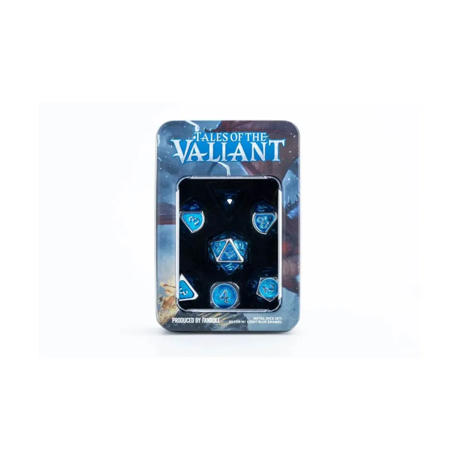 Поликомплект Tales of the Valiant Silver с голубым (7), Metal Dice (Metallic Dice Games)
Поликомплект Tales of the Valiant Silver с голубым (7), Metal Dice (Metallic Dice Games)