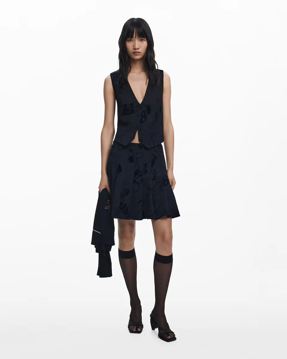 Мини-юбка с плиссировкой и флокированием Desigual, черный
Мини-юбка с плиссировкой и флокированием Desigual, черный