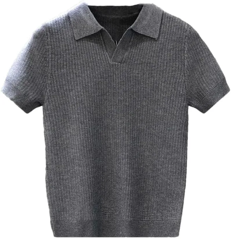 Мужской повседневный свитер с отложным воротником, slim fit, однотонный, с коротким рукавом
Мужской повседневный свитер с отложным воротником, slim fit, однотонный, с коротким рукавом