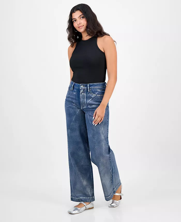 Женские джинсы с высокой талией и широкими штанинами, металлик Bar III, синий
Женские джинсы с высокой талией и широкими штанинами, металлик Bar III, синий