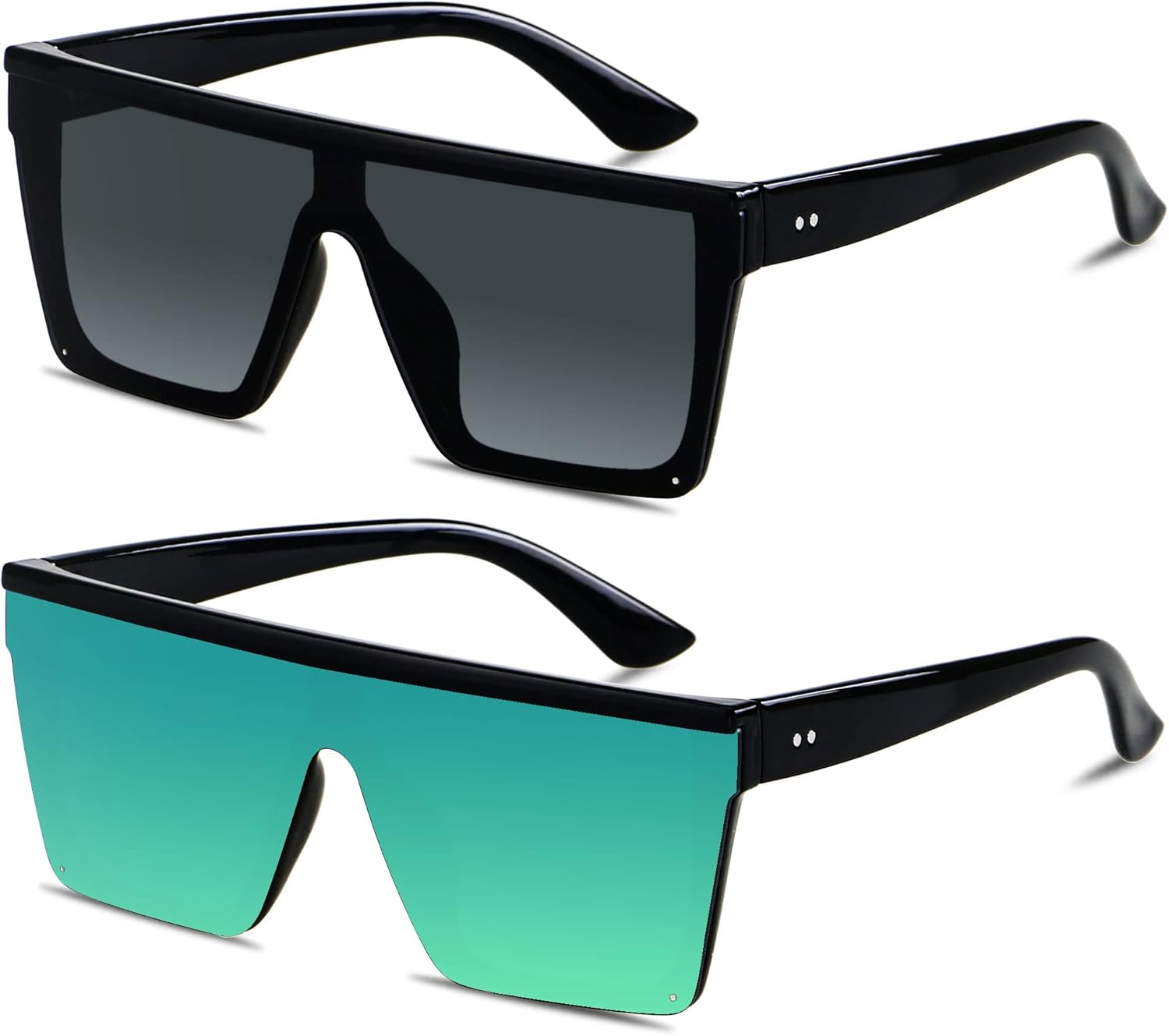 Солнцезащитные очки LYZOIT квадратной формы большого размера для женщин и мужчин, с плоской верхней частью, модные, с большой защитой от УФ-излучения, без оправы, (2pack) Glossy Black + Mirrored Green
Солнцезащитные очки LYZOIT квадратной формы большого размера для женщин и мужчин, с плоской верхней частью, модные, с большой защитой от УФ-излучения, без оправы, (2pack) Glossy Black + Mirrored Green