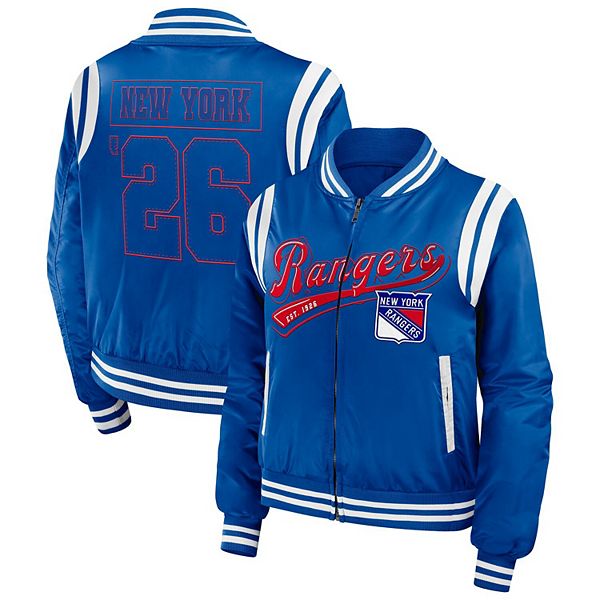 Женская синяя бомбер new york rangers с молнией Wear By Erin Andrews
Женская синяя бомбер new york rangers с молнией Wear By Erin Andrews