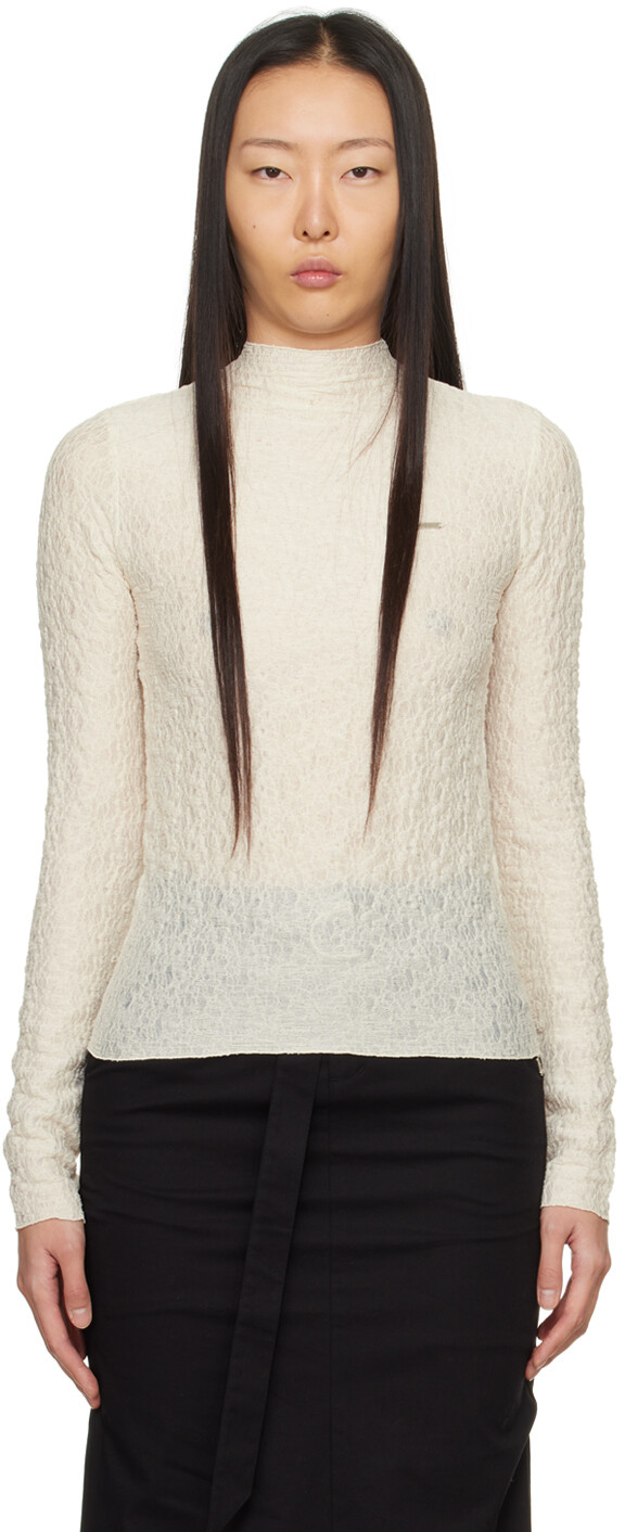 Кремового цвета футболка с длинным рукавом и воротником-стойкой Lesugiatelier
Кремового цвета футболка с длинным рукавом и воротником-стойкой Lesugiatelier