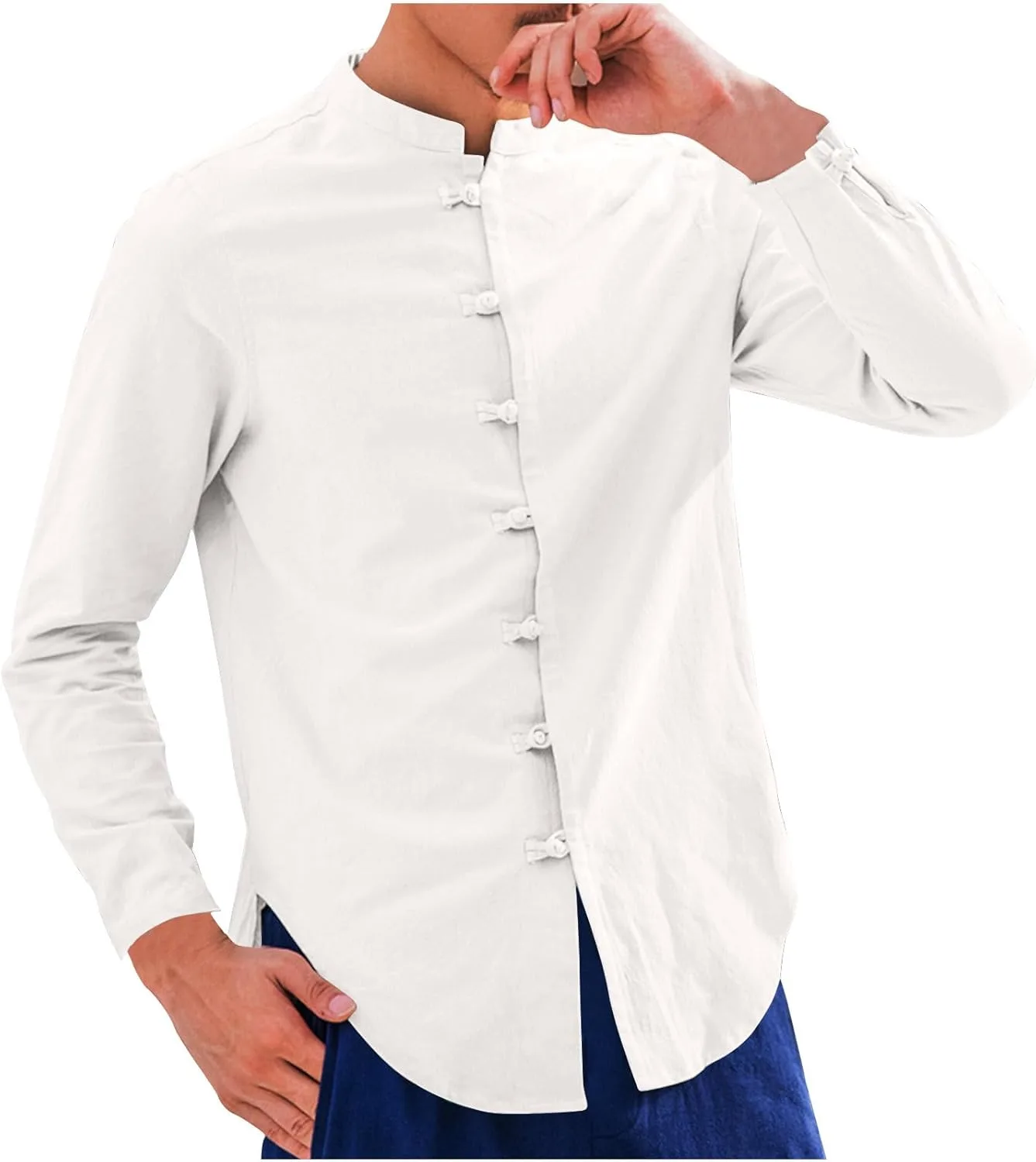 Мужская рубашка в классическом китайском стиле с лягушачьими пуговицами и воротником-стойкой
Мужская рубашка в классическом китайском стиле с лягушачьими пуговицами и воротником-стойкой