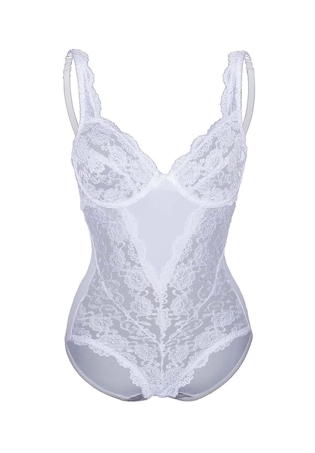 Боди классическое кружево Sassa, белый 
Боди классическое кружево Sassa, белый