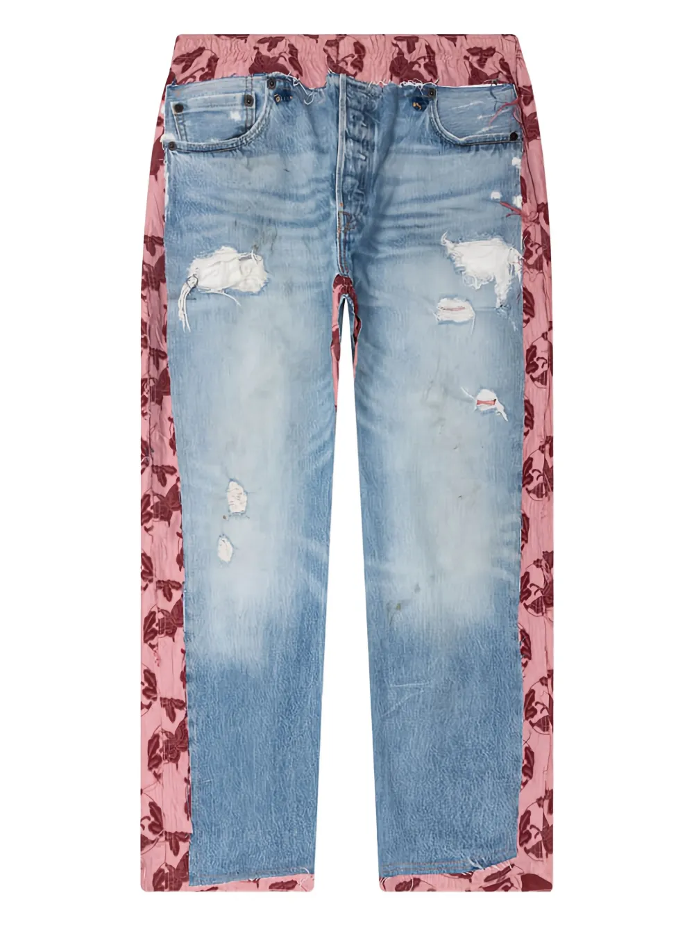 Брюки с цветочными вставками и потертостями Needles, синий
Брюки с цветочными вставками и потертостями Needles, синий