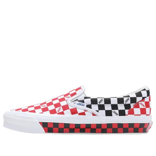 Кроссовки og classic slipon lx 'checkerboard red black' Vans, черный 
Кроссовки og classic slipon lx 'checkerboard red black' Vans, черный