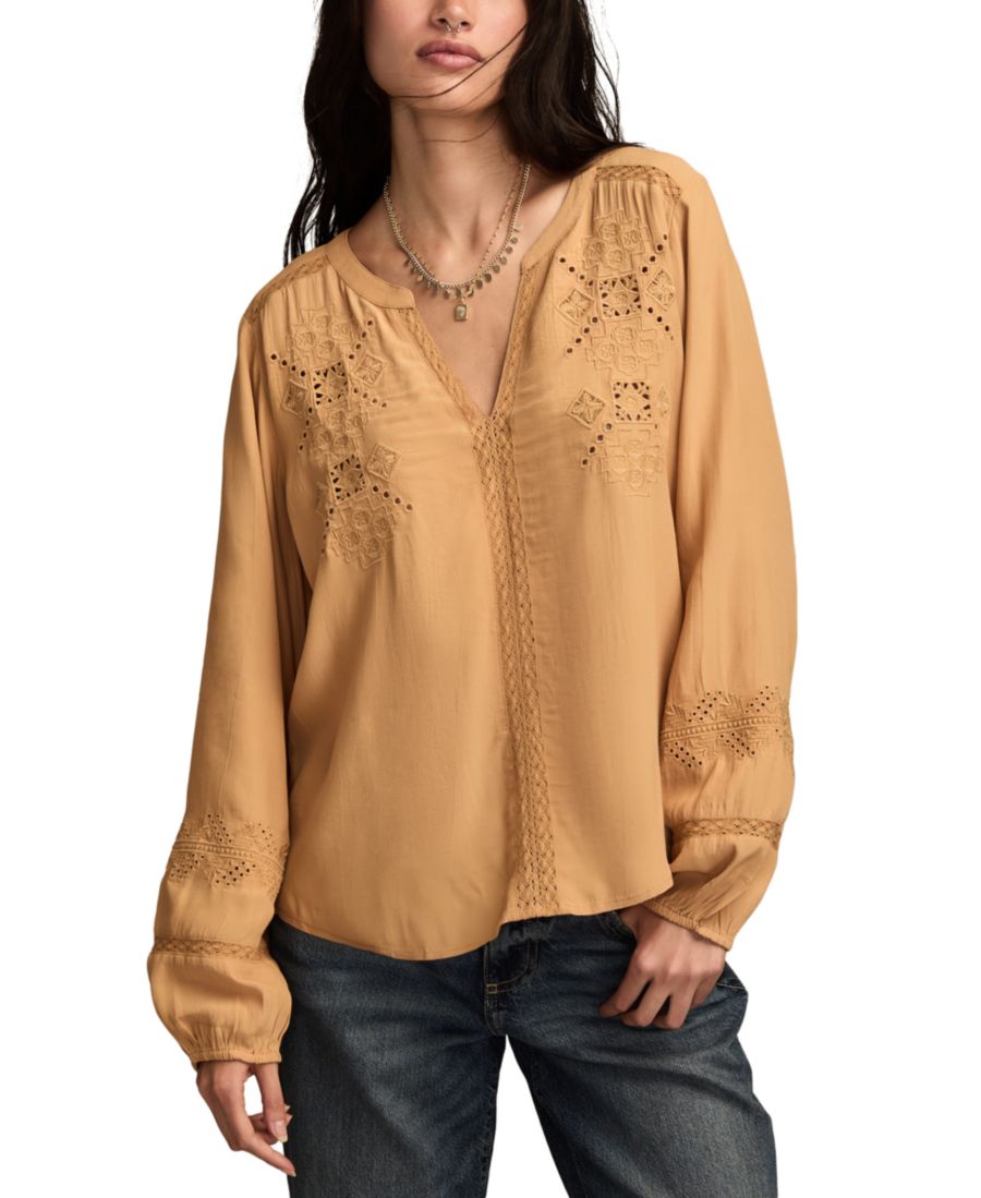 Женская вышитая крестьянская блузка с длинными рукавами Lucky Brand, Apple Cinnamon
Женская вышитая крестьянская блузка с длинными рукавами Lucky Brand, Apple Cinnamon