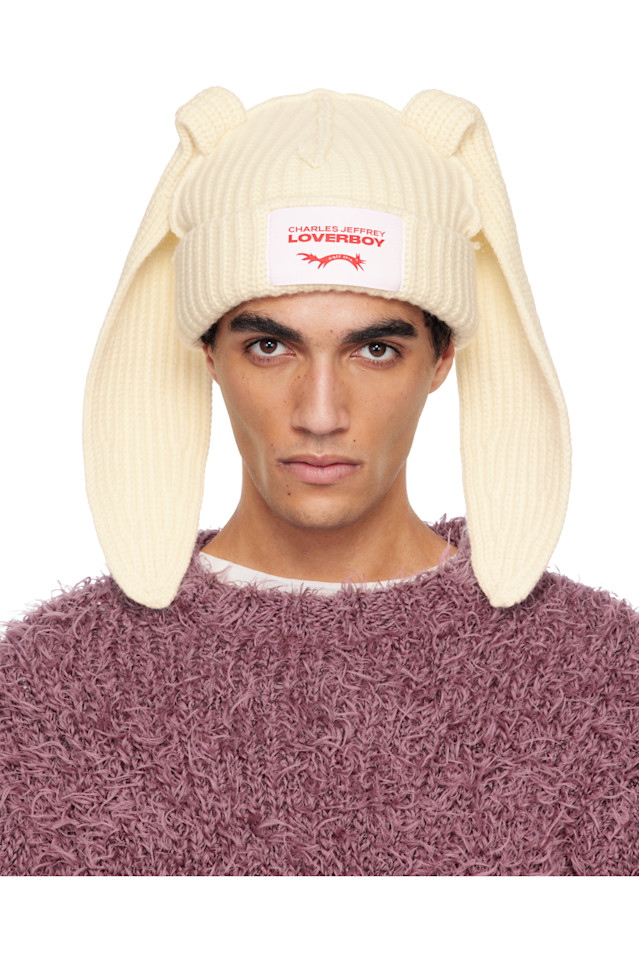Charles Jeffrey Loverboy Толстая шапка-бини Off-White с рисунком кролика
Charles Jeffrey Loverboy Толстая шапка-бини Off-White с рисунком кролика